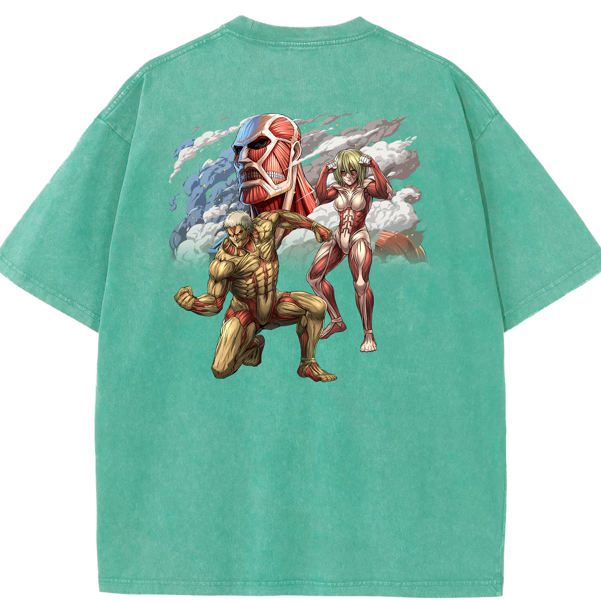 （画像用） 進撃の巨人 Attack on Titan 綿100% ヴィンテージ風 半袖Tシャツ（背面プリント）
